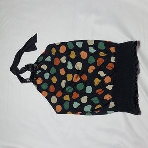 Papaya womens small halter black polka dot